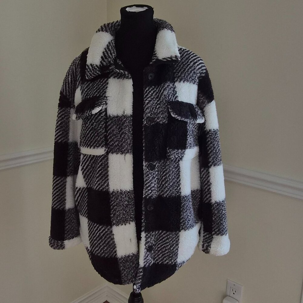 Streetwear Society Long Sleeve Plaid Blouse, Size S